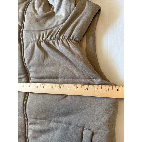 Savvi MEG Asymmetrical Zip Front High Collar Quilted Vest in Taupe Size Large - Picture 8 of 9